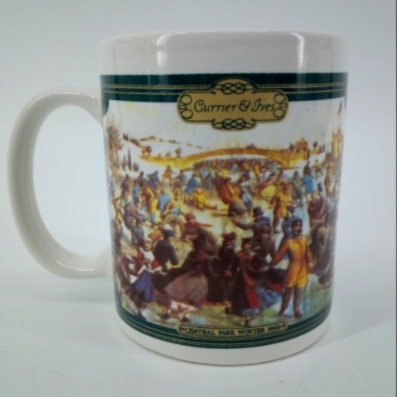 Vintage 90's Currier & Ives Central Park in Winter 1862 Houston Harvest Mug Cup - Picture 1 of 6